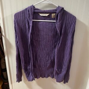 Arizona Jean Company Girls Ribbed Purple Cardigan